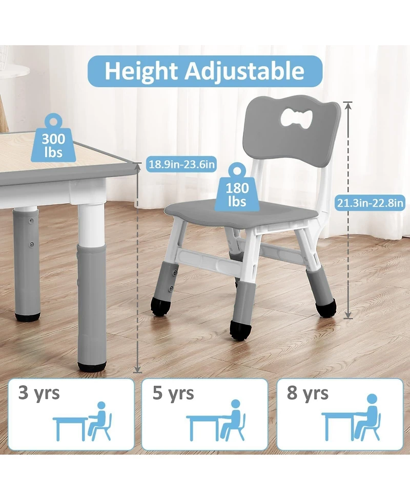 gaomon Kids Table and 4 Chairs Set Height Adjustable Table and Chair Set Boy and Girl Gift for Classrooms/Daycares/Home