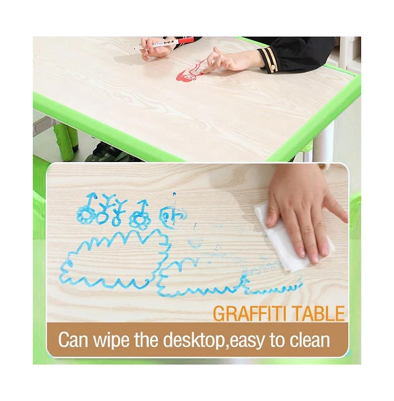 gaomon 7-Piece Kids Table and Chairs Set, Children Multi-Activity Study Table With Non-Slip Legs, Graffiti Desktop for Home/Daycares