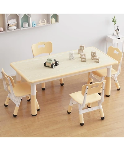 Gaomon Kids Table and 4 Chairs Set, Height Adjustable Table for 4