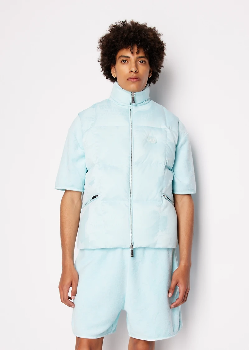 A|X Armani Exchange Men's Camo Printed Zip Front Puffer Vest