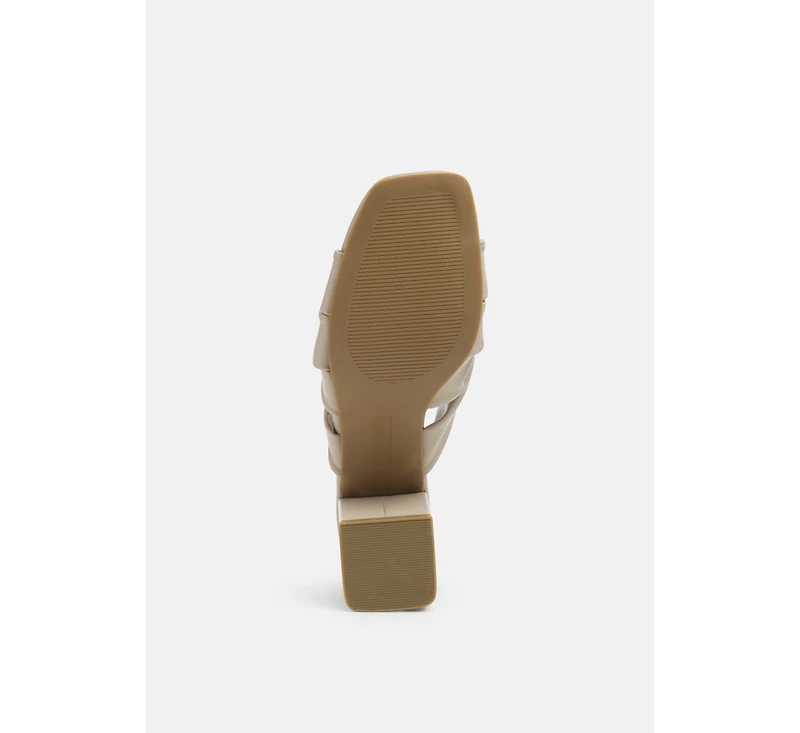 knope cross straps block heel sandals