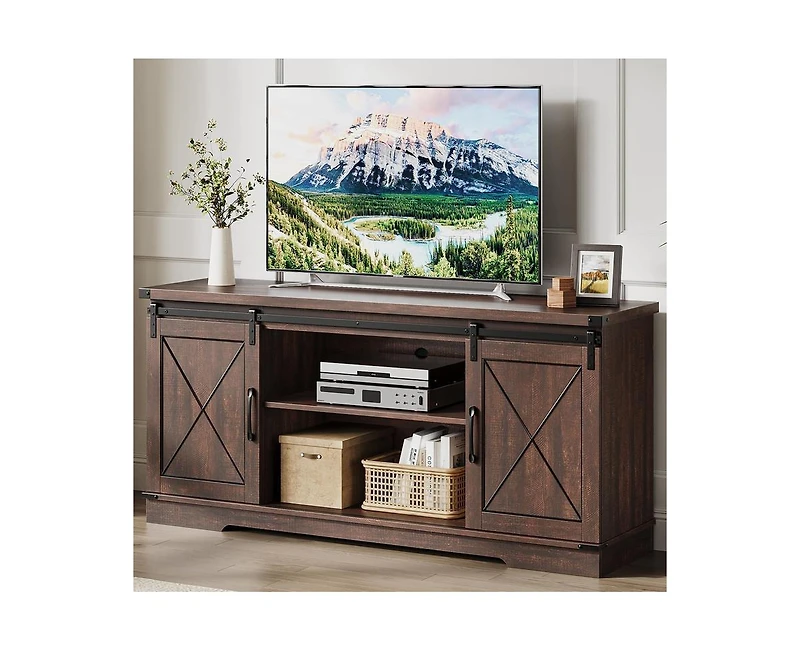 Gaomon Tv Stand for 65 Inch Tv, Entertainment Center with Storage and Sliding Barn Doors