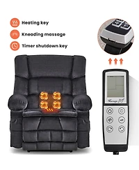 Sumyeg Dual Motor Lift Recliner with Lay Flat Waist Kneading Heat and Cup Holders