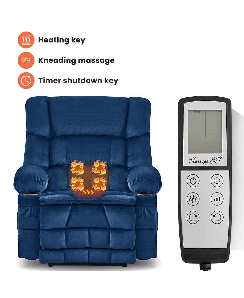 Sumyeg Dual Motor Lift Recliner with Lay Flat Waist Kneading Heat and Cup Holders