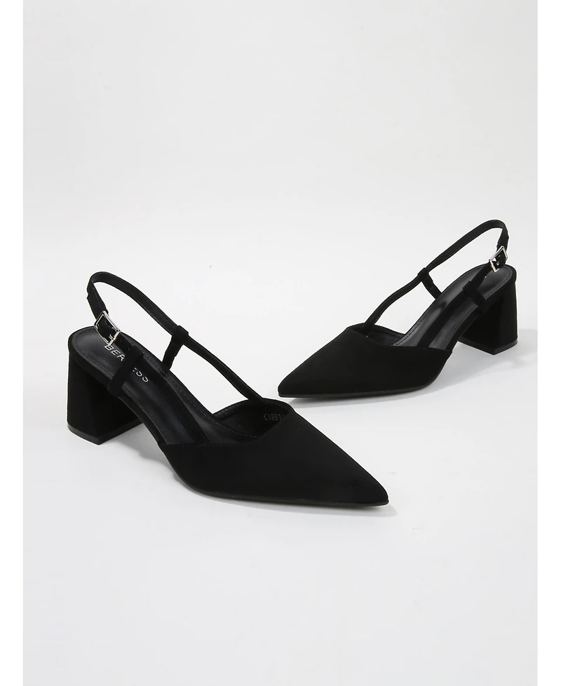 Berness Women's Carrington Faux Suede Slingback Block Heel Pumps