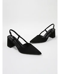 Berness Women's Carrington Faux Suede Slingback Block Heel Pumps