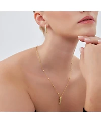 Spero London Key Pendant Necklace With Beaded Chain Sterling Silver