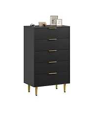 Gaomon Fluted Dresser for Bedroom,Wooden Chest of Drawers with Metal Handle & Feet
