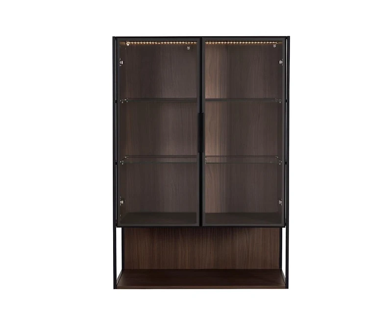 Sumyeg Casainc Modern 51.2" Tall Lighted Display Cabinet with Tempered Glass Door and Metal Frame