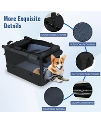 Gymax Folding Soft Dog Crate Foldable Pet Carrying Bag w/ 2 Openings & Window Soft Mat
