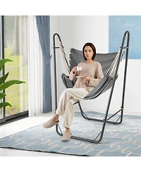 Costway Heavy-duty Hammock Chair with Stand Metal Frame Storage Pocket Quality Fabric