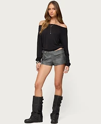Edikted Women's Houston Faux Leather Cargo Shorts