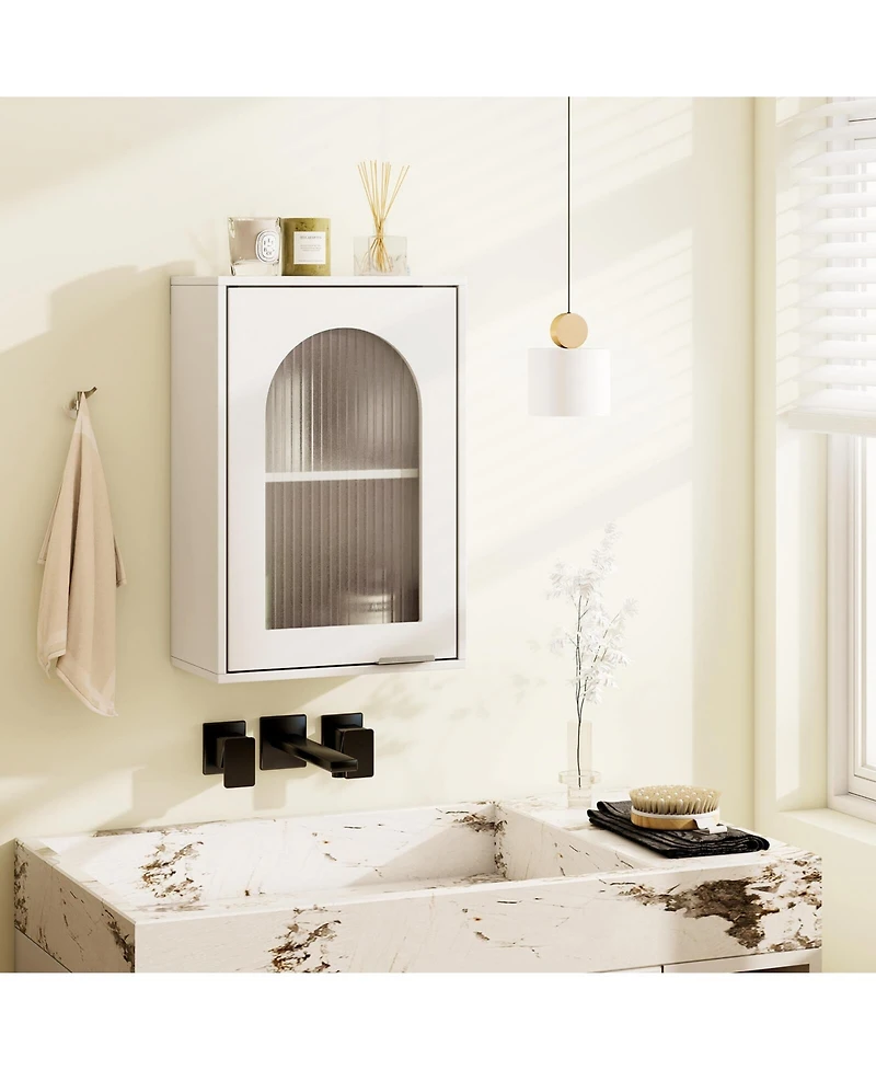 Costway Bathroom Wall Cabinet Medicine Cabinet with Tempered Glass Door & Adjustable Shelf