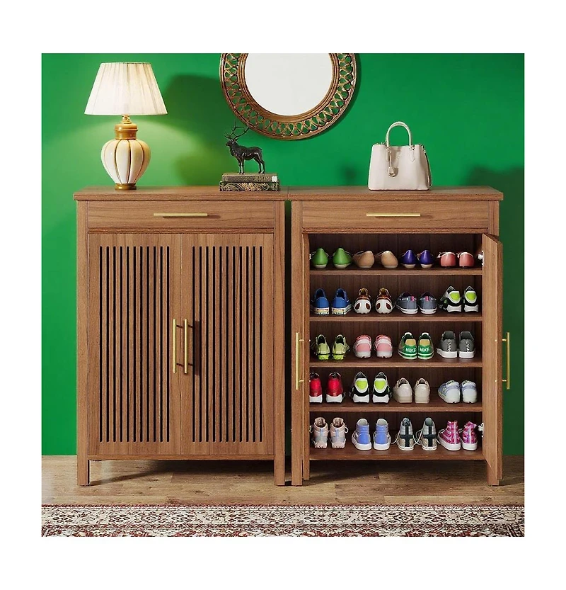 Slickblue Hallway Shoe Cabinet with Top Drawer and Hidden Storage