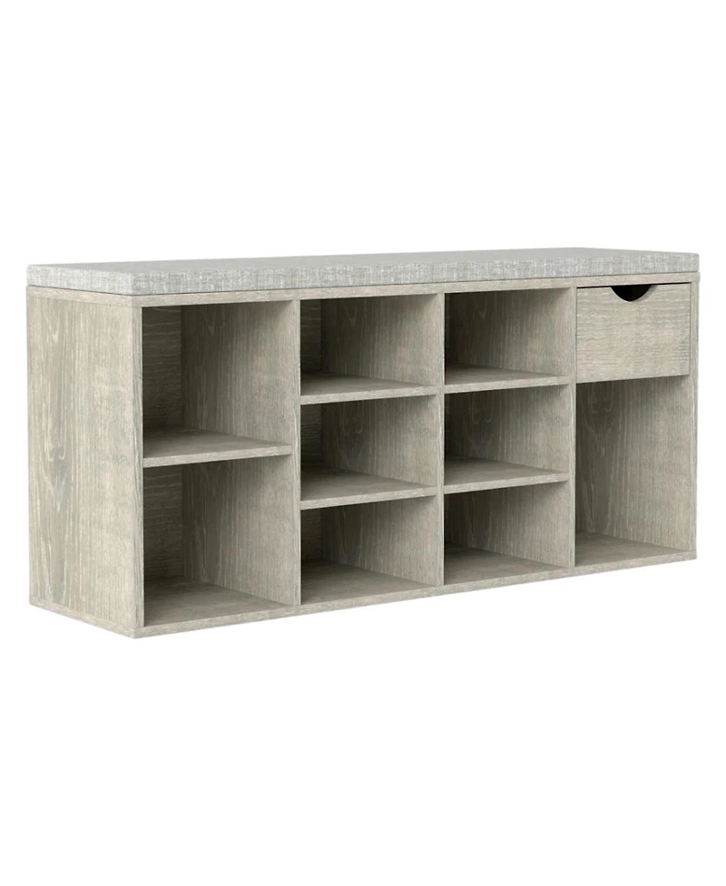 Slickblue Storage Bench with Cushion, Drawer, and 3-Tier Shoe Shelf