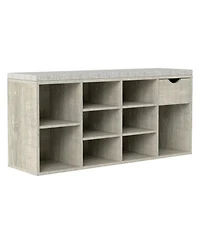 Slickblue Storage Bench with Cushion, Drawer, and 3-Tier Shoe Shelf