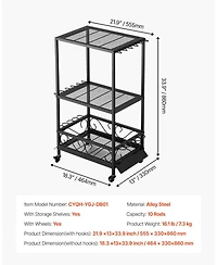 Mecale Fishing Rod Holder, 10-Rod Mobile Pole Rack Cart with Wheels for Garage or Home Fishing Gear Storage