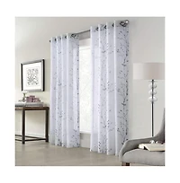 Commonwealth Primavera Style Panel Printed Floral Curtain, White
