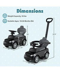 Hongge 3-in-1 Push Car with Removable Handle, Guardrail, and Storage for Toddlers 18–36 Months - Black