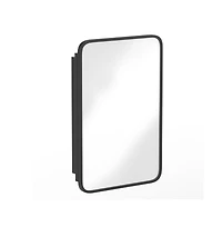 Merrick Lane Glover Reversible Bathroom Wall Medicine Cabinet with Rounded Rectangular Beveled Mirror and Metal Frame Shelves