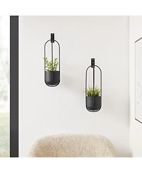 Danya B Walter 2-Piece Oval Hanging Planter Set with Chain Hanging Option