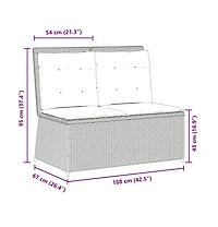 vidaXL 1 Pc poly rattan Reclining Patio Bench with Navy blue cushions