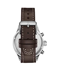 Stuhrling Navigator 4075 Men s 43mm Green Sunray Dial Brown Leather Strap Chronograph Quartz Watch