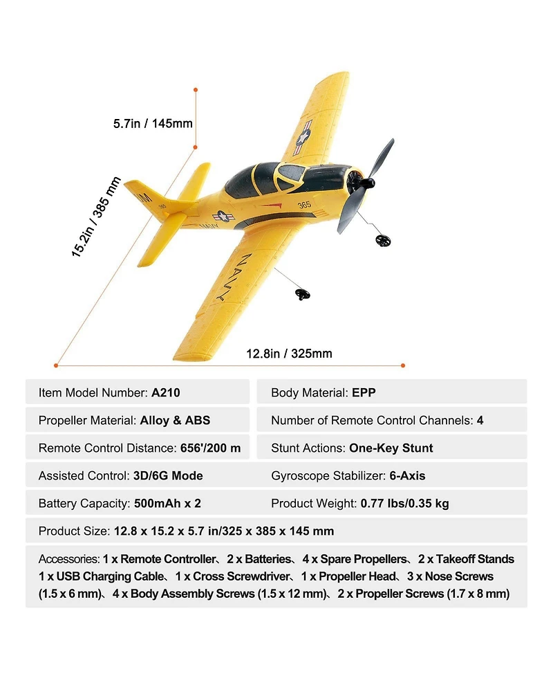 Mecale Rc Plane, 2.4GHz 4-Channel Trainer Airplane with 6-Axis Gyro, 2 Batteries, Ready-to-Fly Glider for Adults & Kids Beginners
