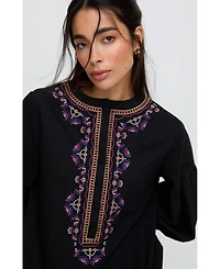 Raffya Women's Anai Half Placket Embroidered Blouse