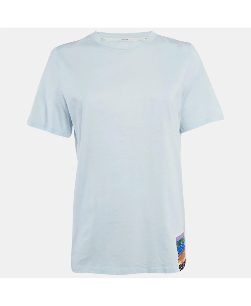 Pre-Owned Zimmermann Women's Blue Logo Applique Jersey T-Shirt