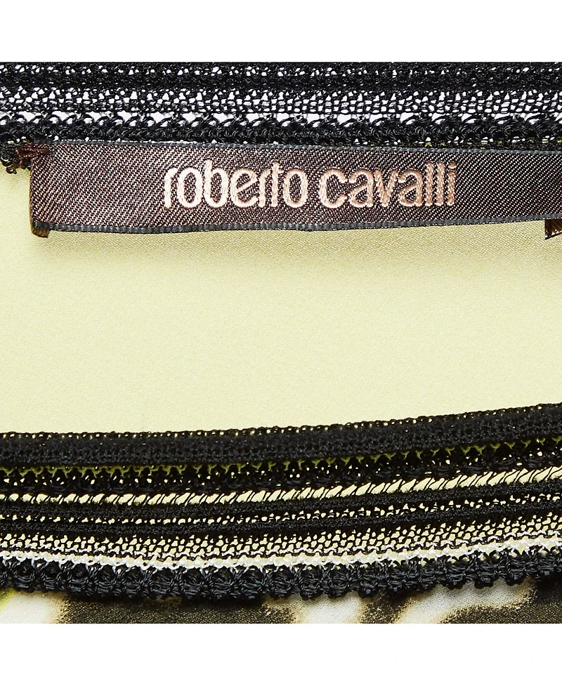 Pre-Owned Roberto Cavalli Women's Beige Cotton And Modal Faux Feather Detail T-Shirt