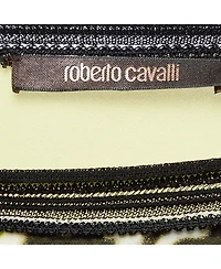 Pre-Owned Roberto Cavalli Women's Beige Cotton And Modal Faux Feather Detail T-Shirt