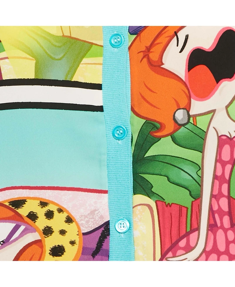 Pre-Owned Moschino Women's Cheap And Chic Blue Printed Chiffon And Cotton Knit Cardigan