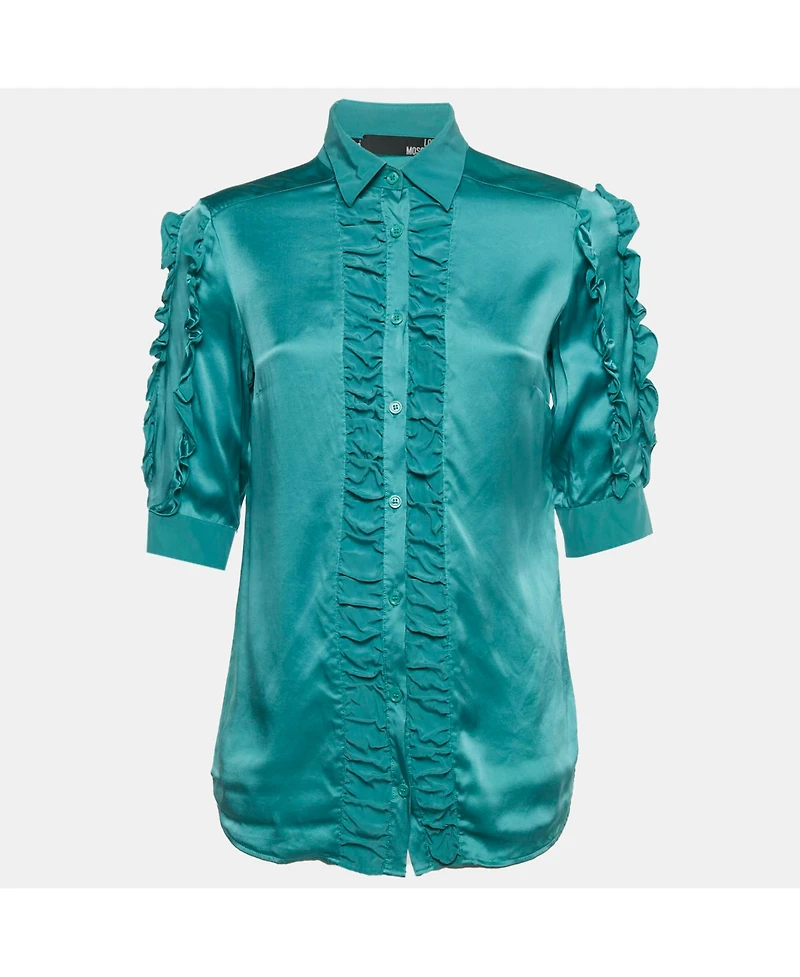 Pre-Owned Love Moschino Women's Silk Ruffled Shirt