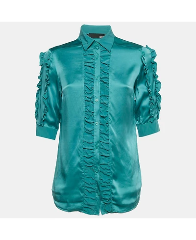 Pre-Owned Love Moschino Women's Silk Ruffled Shirt