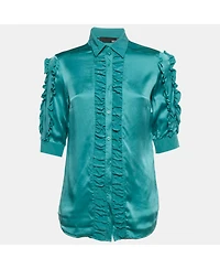 Pre-Owned Love Moschino Women's Silk Ruffled Shirt