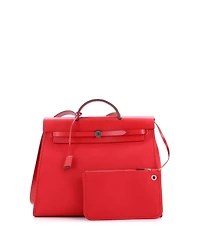 Pre-Owned Hermes Herbag Zip Leather and Toile