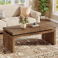 Tribesigns 47.24" Coffee Table with Storage Shelf, Mid-Century Modern Center Table, 3-Tier Rectangle Wooden Tea Table