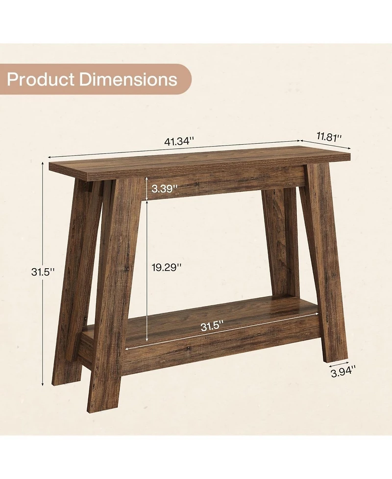 Tribesigns 41.3" Farmhouse Console Table, 2-Tier Wooden Entryway Table