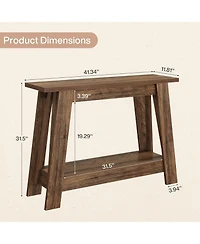 Tribesigns 41.3" Farmhouse Console Table, 2-Tier Wooden Entryway Table
