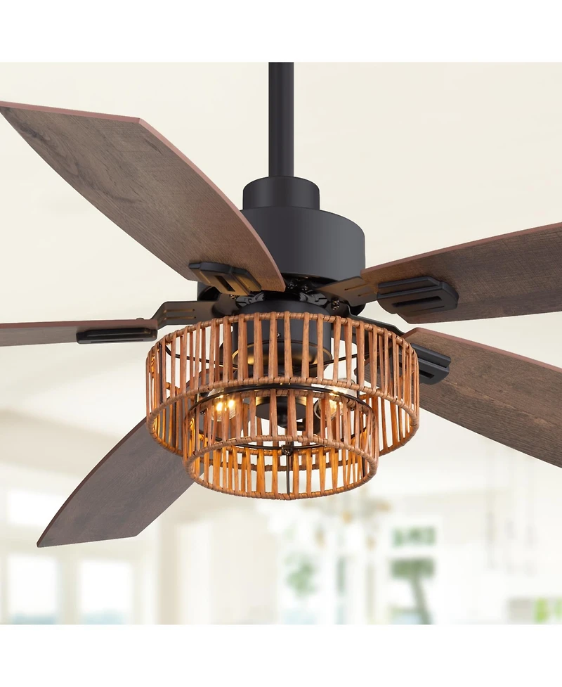Airsurfer 52" Ceiling Fan with Integrated Led Light Remote-Controlled Matte Black 5-Blade Modern Design Quiet Dc Motor