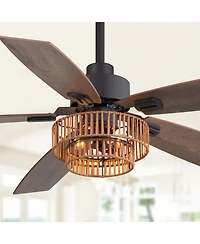 Airsurfer 52" Ceiling Fan with Integrated Led Light Remote-Controlled Matte Black 5-Blade Modern Design Quiet Dc Motor