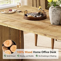 Tribesigns 70.87" Black Dining Table for 6-8, mid-century modern design with double pedestal, rectangular wooden desk for kitchen or living room