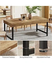 Tribesigns Farmhouse Dining Table for 4-6 People, 55 Inches Industrial Rectangular Kitchen Dinner Table, Rustic Brown