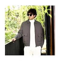 Campus Sutra Men's Moon Grey Zip-Front Lined-Tactile Jacket