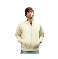 Campus Sutra Men's Cream White Mozaic-Jacquard Bomber Jacket