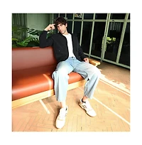 Campus Sutra Men's Obsidian Black Zip-Front Geometric-Jacquard Jacket