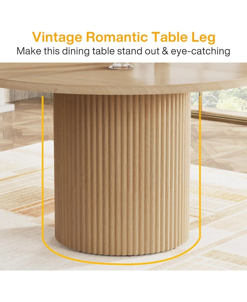 Tribesigns 47" Round Dining Table for 4, Farmhouse Kitchen Table with Metal Base