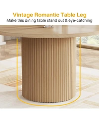 Tribesigns 47" Round Dining Table for 4, Farmhouse Kitchen Table with Metal Base