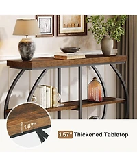 Tribesigns 41.3" Console Table, Industrial 3-Tier Entryway Table with Arched Metal Frame and Storage Shelves for Living Room